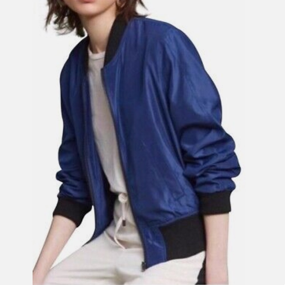 HEI Hei for Anthropologie Juneworthy Navy blue bomber jacket